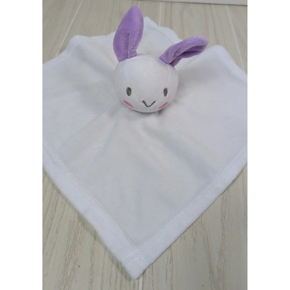 Baby Essentials Security Blanket White Purple Ears Bunny Rabbit Lovey Plush